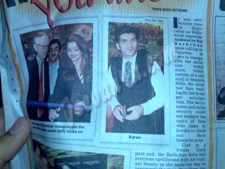 Karan Jethwani with Aishwarya Rai in Times Of India
